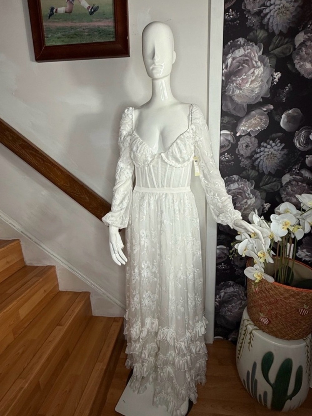 V. Chapman BHLDN Carmella Long-Sleeve Ruffled Chiffon
Maxi Dress